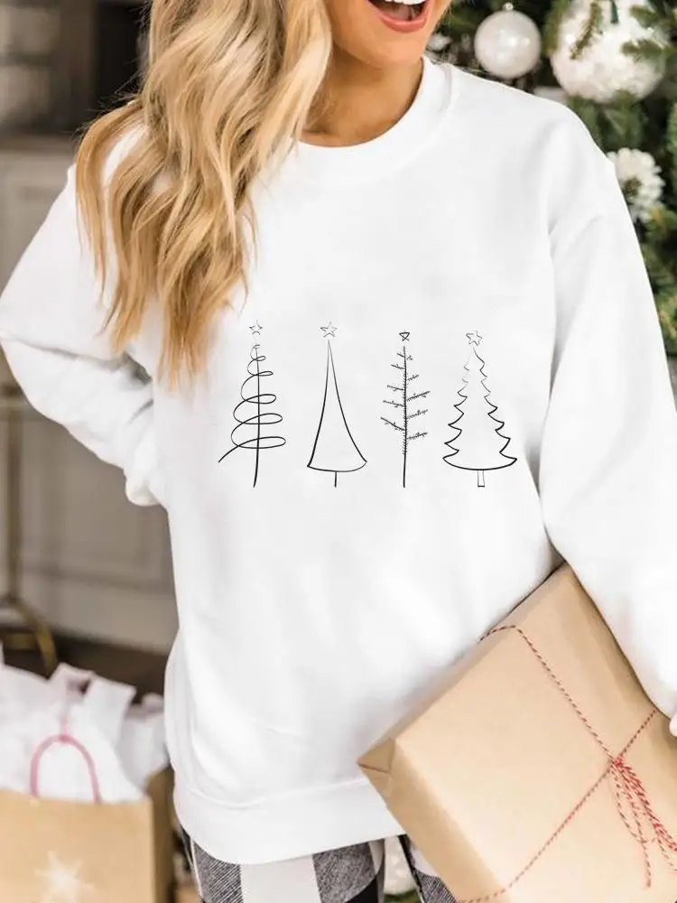 

Милые милые пуловеры в стиле 90-х с принтом в виде дерева, Рождественская Женская модная Подарочная толстовка с графическим рисунком, женска...