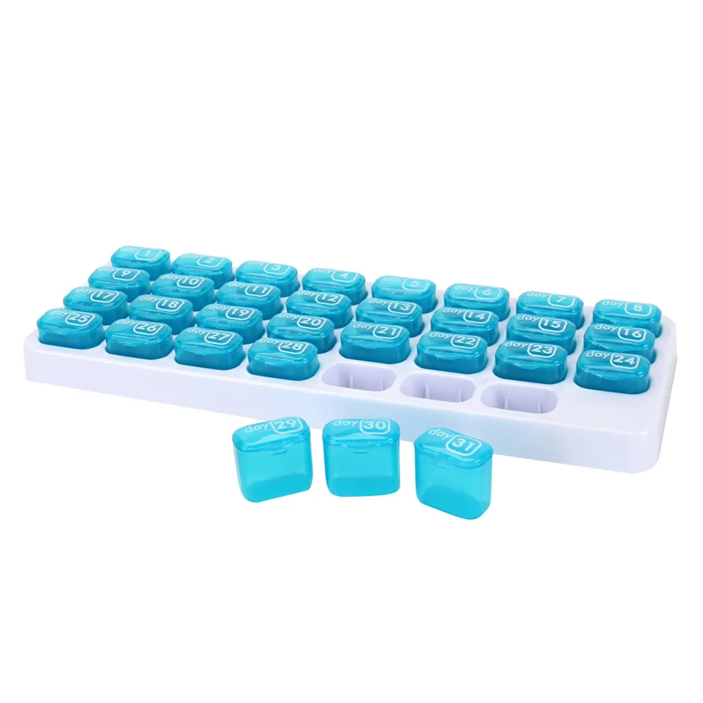 

31-Day Pill Storage Organizer Container Monthly Medication Medicine Dispenser Case Travelling Pill Case Pill Box Splitters