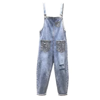 embroidered flares boyfriend baggy ripped strap jeans women spring summer autumn new fashion casual denim pants overalls female