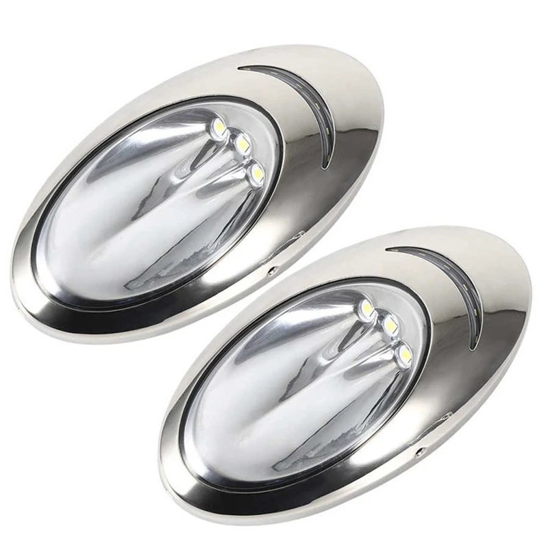 

HOT-2Pcs LED Marine Light IP66 Waterproof Boat Transom Light 6300K 300Lm High Brightness Yacht Spotlight Marine Lighting