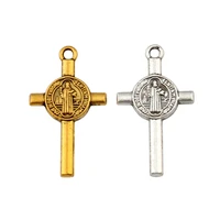 100pcs alloy saint benedict medal cross crucifix charms pendants for jewelry making bracelet necklace diy accessories