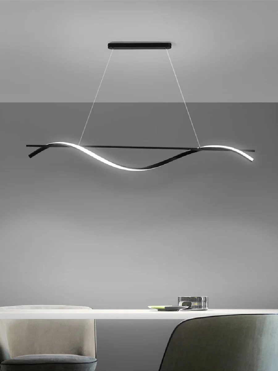 Регулируемая яркость Современная подвеска минимализм черная Золотая люстра