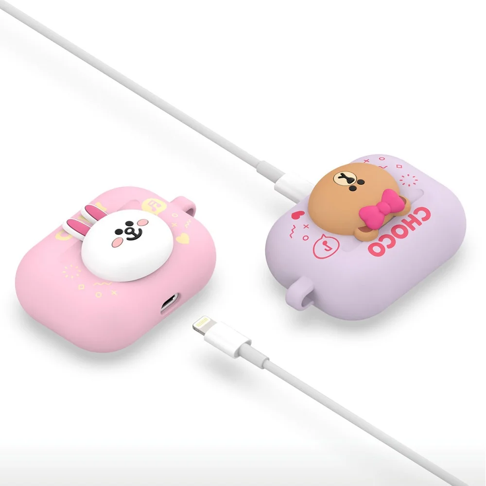 

Line Friends Brown Wireless Bluetooth Earphone Cover Silicone Protective Cover for Airpods pro Airpodspro