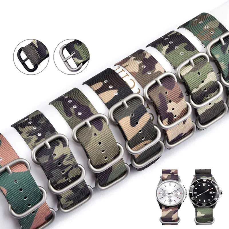 

Seatbelt Universal Watchband for Sekio 007 James Bond Sport Camouflage Watchbelt Replacement Upgrade Nylon Nato Strap 20mm 22mm