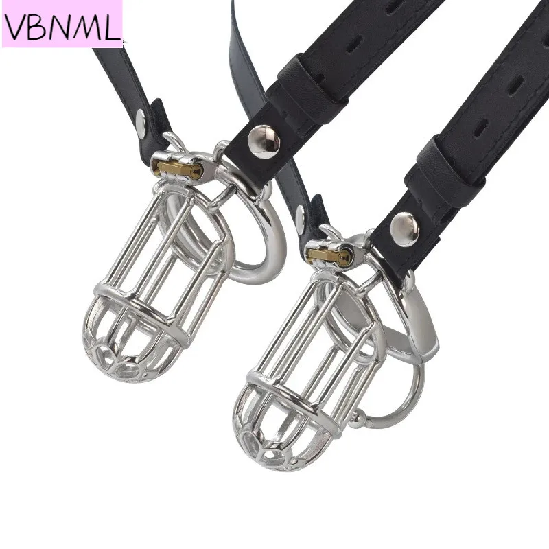 VBNML Belt Wear Stainless Steel Hollow Craft Chastity Lock Men's Chastity Device Smooth Light Device BDSM Sex Toys