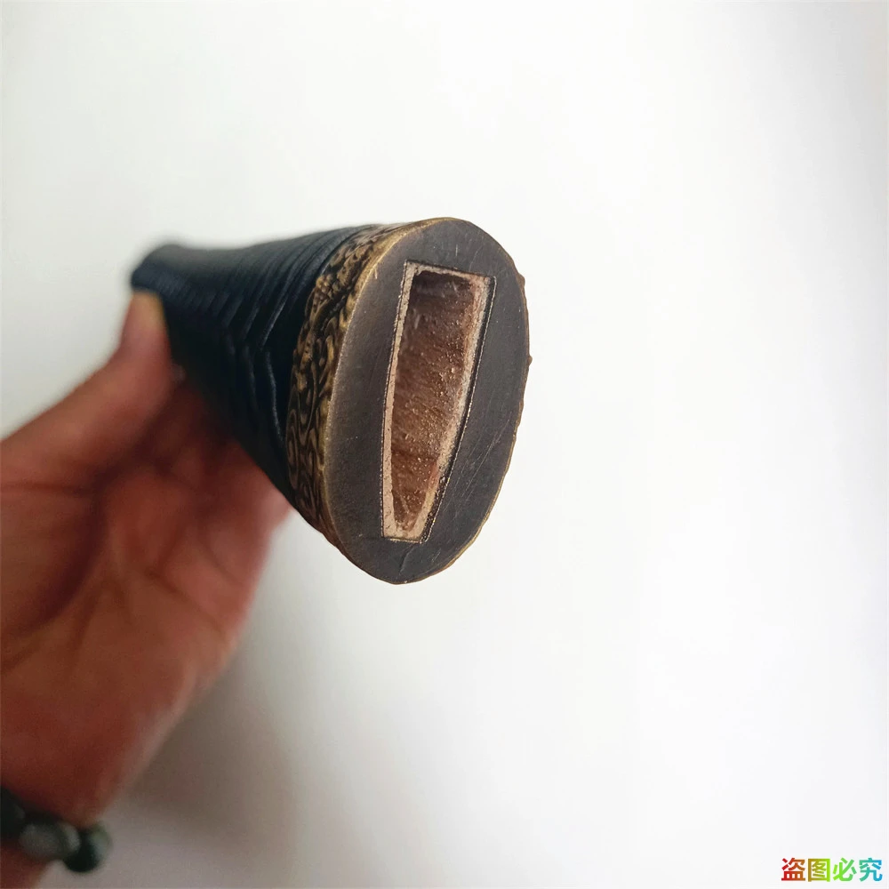 Черная ручка Tsuka 30 см, латунная резная ручка Fuchi Menuki Kashira, кожаные фитинги для японского меча, самурая, катана, рукоять, новинка (art.: 3920cd0fc67c8) - 3920cd0fc67c8