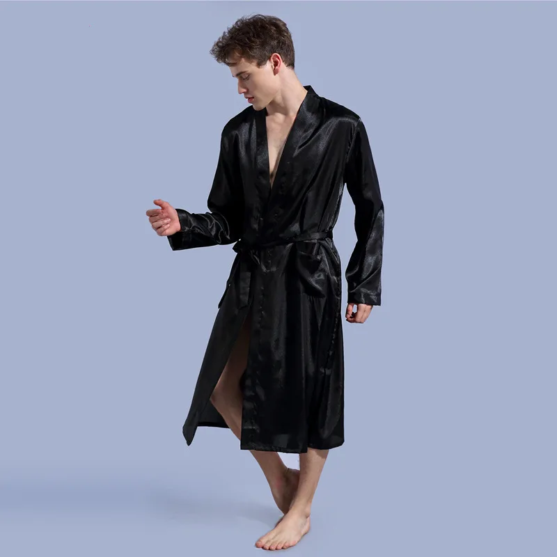 

Hot Selling Men Summer Bathrobe Male Silk Short Sleeve Bath Robe Sexy Mens Dressing Gown Bathrobes(No Shorts) P97
