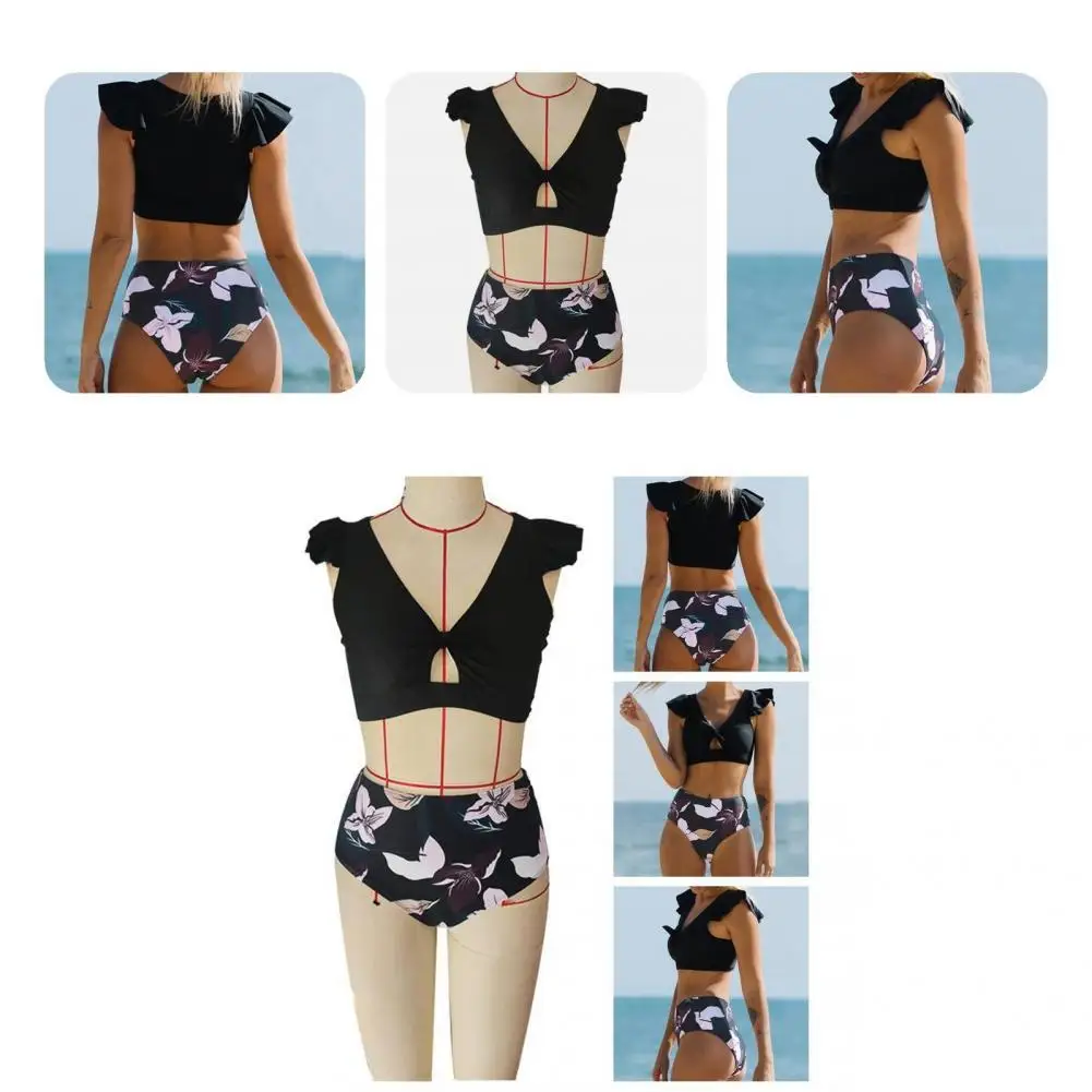 

2Pcs/Set Fashion Bikini Set Breathable Printing Women Bikini Flower Print Bikini Set
