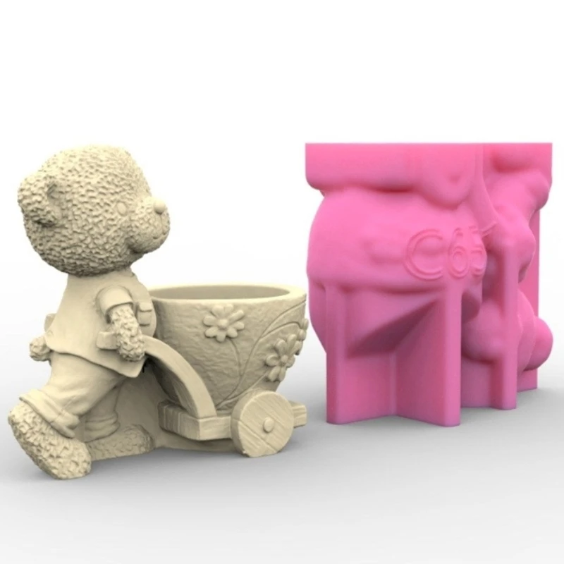 Силиконовая форма для цветочных горшков медведь сочный кашпо цементной глины