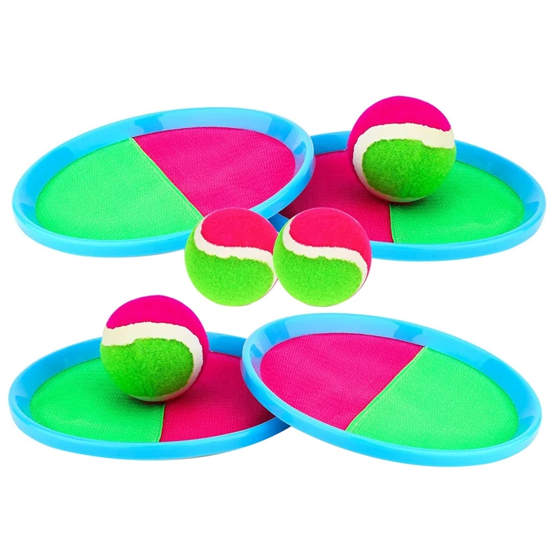 

Toys Toss and Catch Ball Game Set Paddle Toss and Catch Ball Set Games with 4 Paddle 4 Ball for Kids Adults Outdoor Game