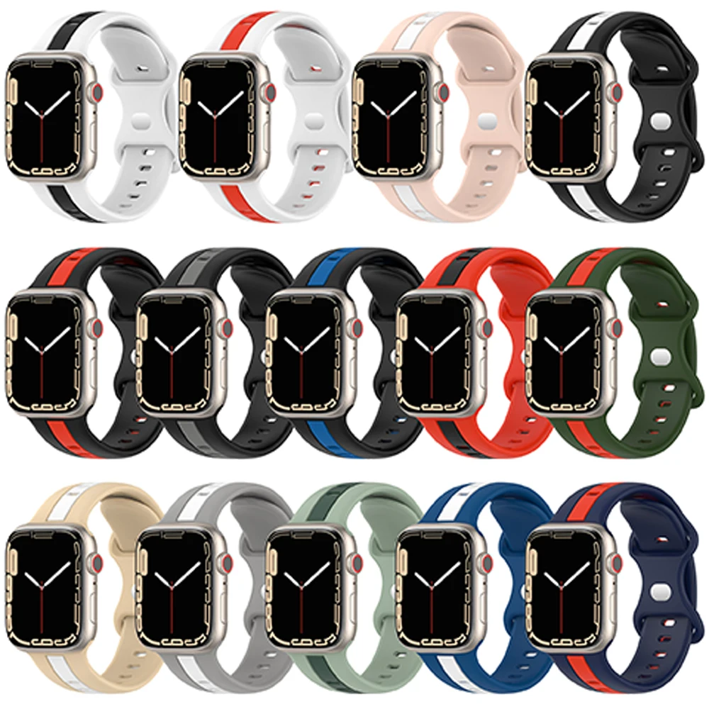 

Silicone Watch Strap For Apple Watch 8 7 6 5 4 3 2 1 Ultra Iwatch 38/40/41mm 42/44/mm 49mm Wristband Bracelet Smartwatch Band