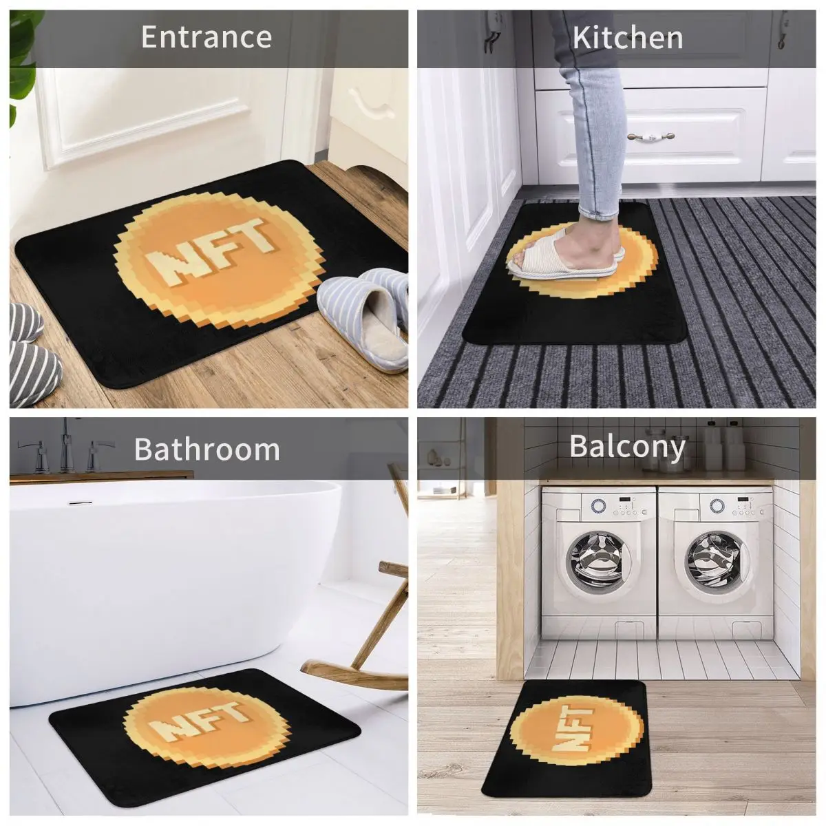 

Eat Sleep Nft Repeat Bath Door Mat Logo NFT Rug Carpet Decor Entrance Living Room Home Kitchen Bathroom Sand Scraping Dust