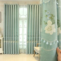 2022 new style modern chenille embroidered curtains for window room fabric new explosive embossed window curtain