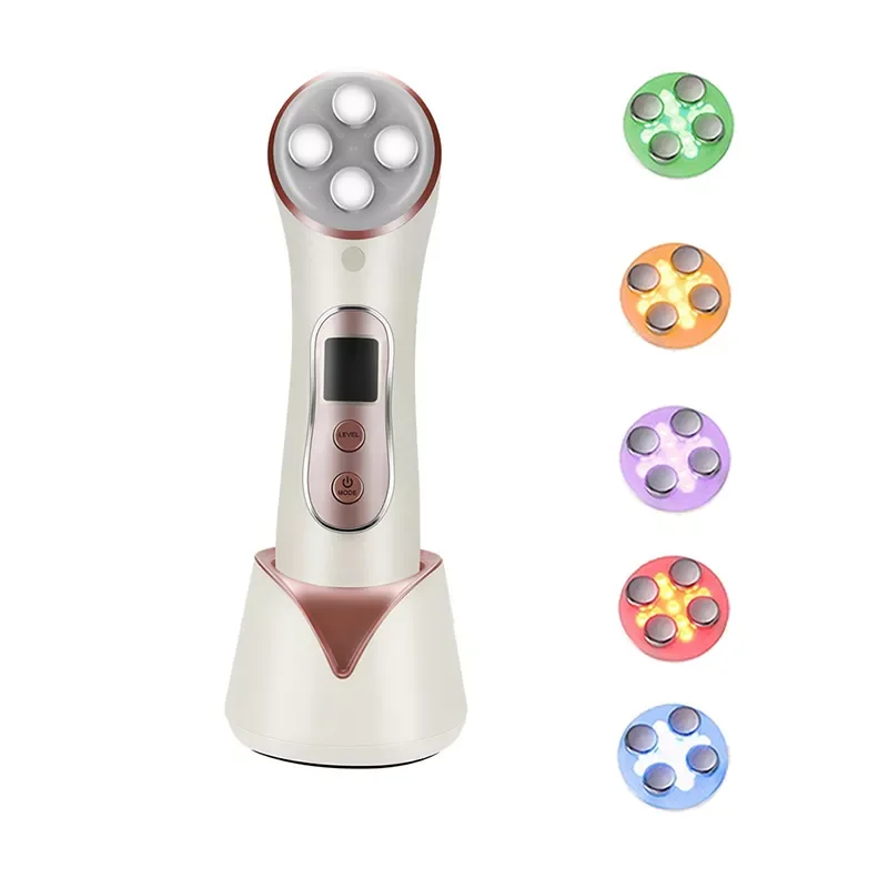 Facial Mesotherapy Electroporation RF Radio Frequency LED Photon Lifting Ultrasonic Vibration Removal Skin Care Face Massager