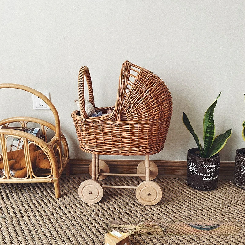 Dvotinst Newborn Photography Props for Baby Retro Rattan Trolley Stroller Fotografia Accessories Studio Shoots Photo Props