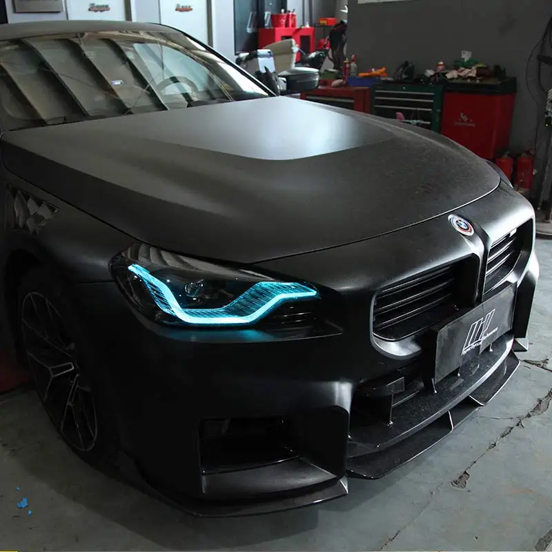 Фото Для BMW 2 серии G42 M2 G87 M235i M240 CSL Style RGB Желтые ДХО Фиолетово-красные светодиодные накладки Angel Eye Синие №4
