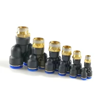 pneumatic fitting air connector tube y type tee external male thread quick push in px 4 6 8 10 12 14 16mm 18 14 38 12
