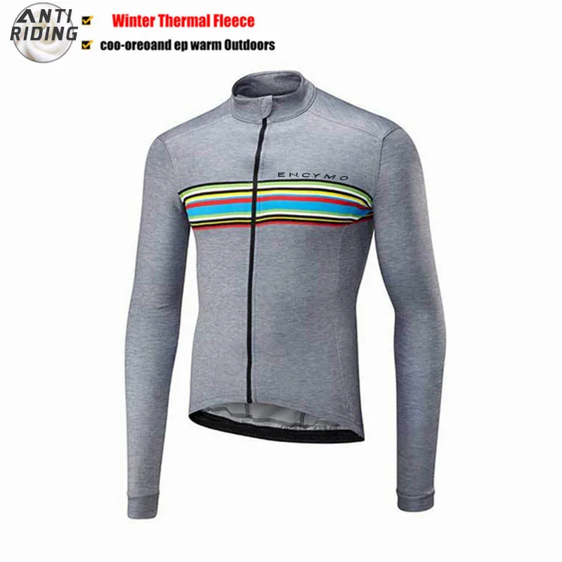 

NEW 2022 Winter Fleece Bicycle Long Sleeve Cycling Jersey Men's Clothing Pro Team Outdoor Bike Clothing ENCYMO