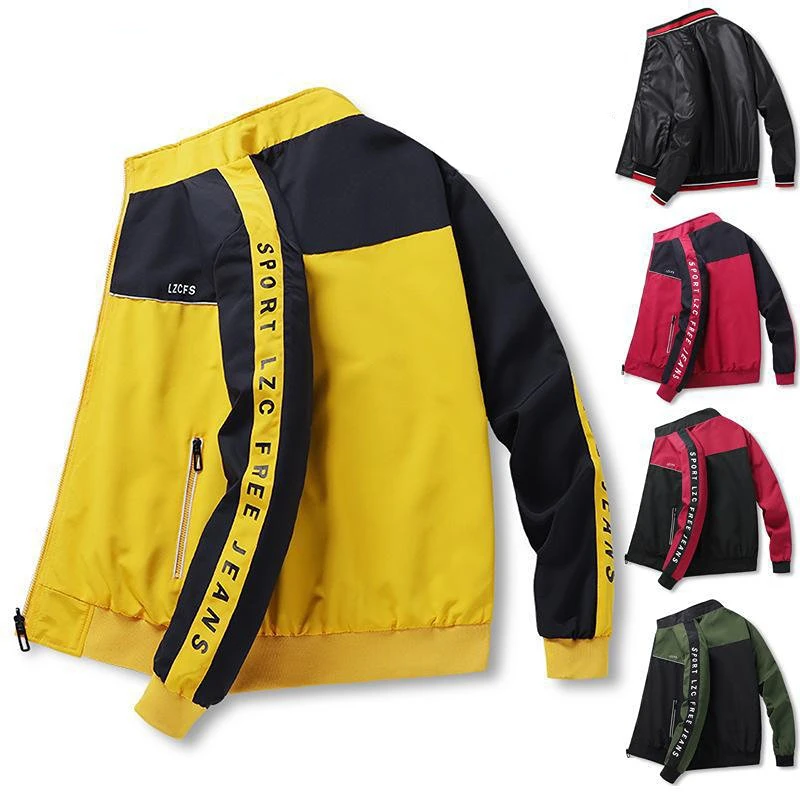 

Мужская ветрозащитная Повседневная Двусторонняя куртка, Мужская спортивная куртка для улицы, бейсбольная куртка контрастных цветов для весны и осени, мужская одежда