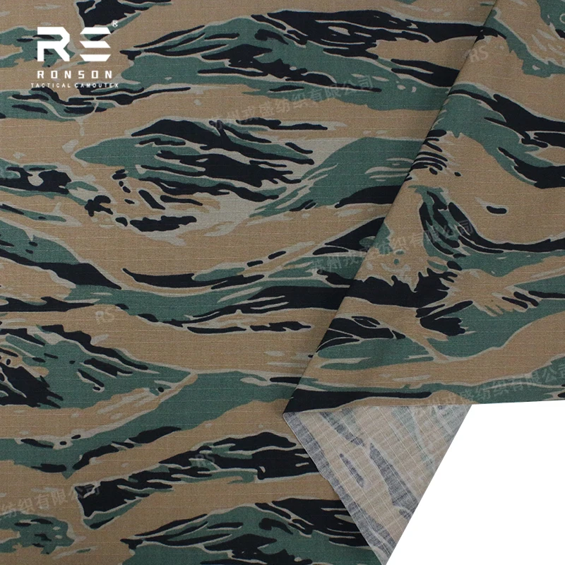 Фото Ткань NYCO 50/50 Rip-stop с камуфляжным рисунком MARPAT Tiger Stripe, 50% нейлон, 50% хлопок, тактическая ткань для униформы, в наличии. №2