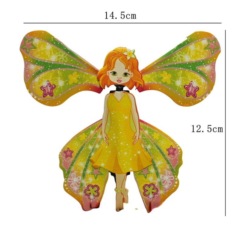 5 Pcs Magic Flying Butterfly Rubber Band Powered Wind Up Toys Fairy Princess with Wings Magic Forest Thumbelina Toy for Girls images - 6