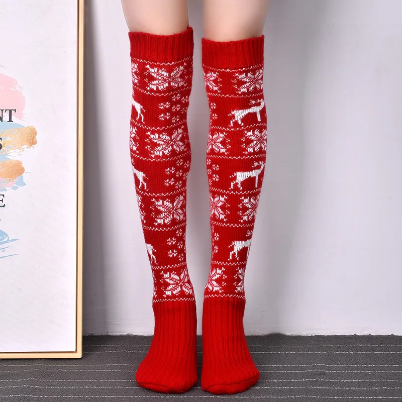 Women's Knitted Stockings Winter Warm Thicked Ladies Girls Long Winter Over Knee Socks Women Woolen Foot Leg Warmer