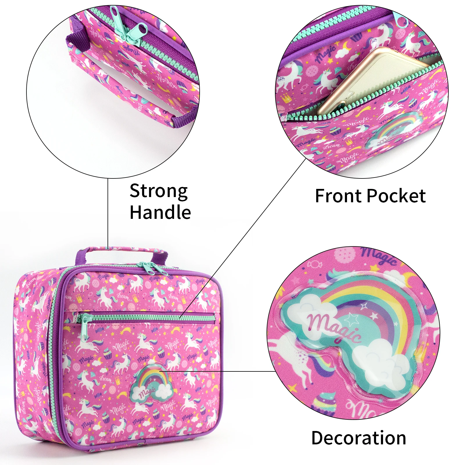 iFARADAY Cartoon Lunch Bag Portable Insulated Lunch Box Girl Boys Back to School  Reusable Lunch Tote Kit Game Play 2022 New