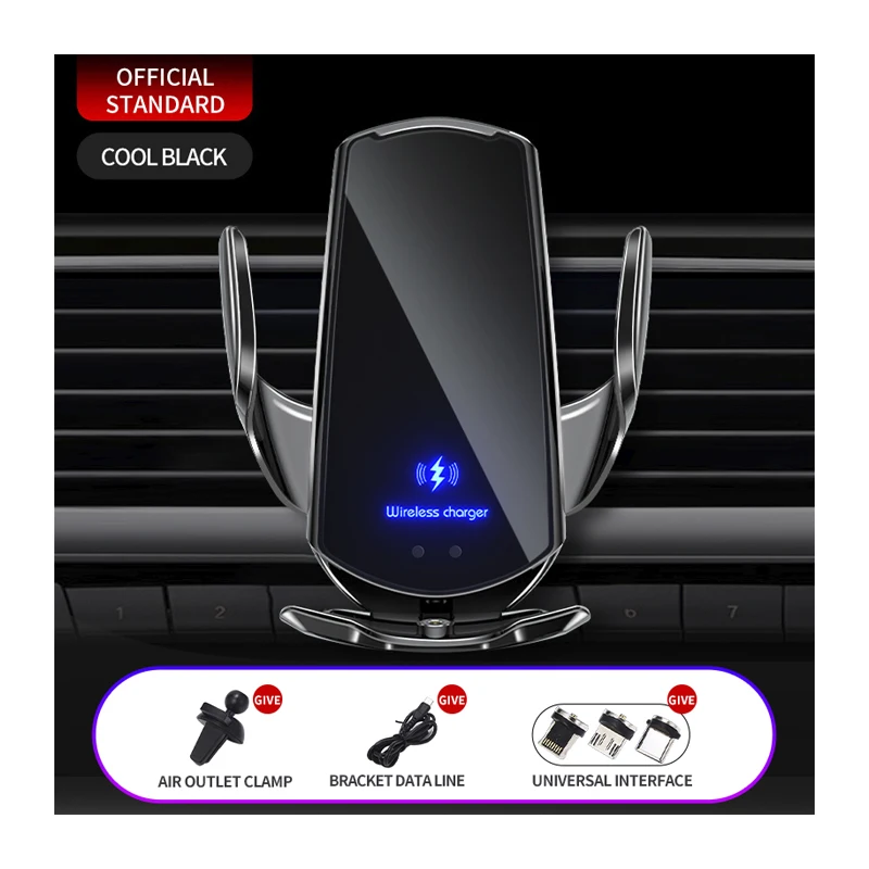 

Автомобильный держатель для телефона, подставка для беспроводного зарядного устройства с автоматическим датчиком, 66 Вт, быстрая зарядка для iPhone, Samsung, Xiaomi, поддержка автомобильного вентиляционного отверстия
