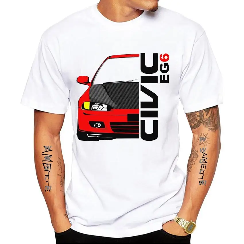 

Civic EG6 JDM EK9 Print T-Shirt New Summer Men Short Sleeve Japan Classic Car Design White Casual Boy Tees Tops