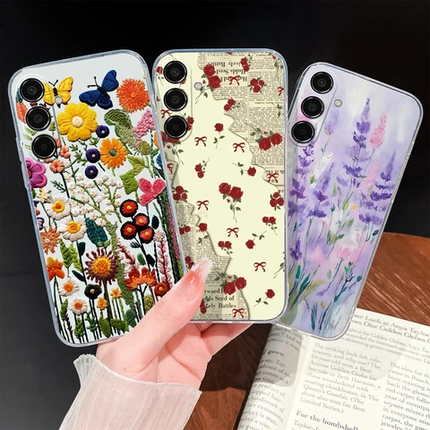 Чехол для телефона Samsung Galaxy M35 M55 C55 F55 5G с милыми цветами, легкий чехол для Galaxy M 35, мягкий силиконовый прозрачный бампер