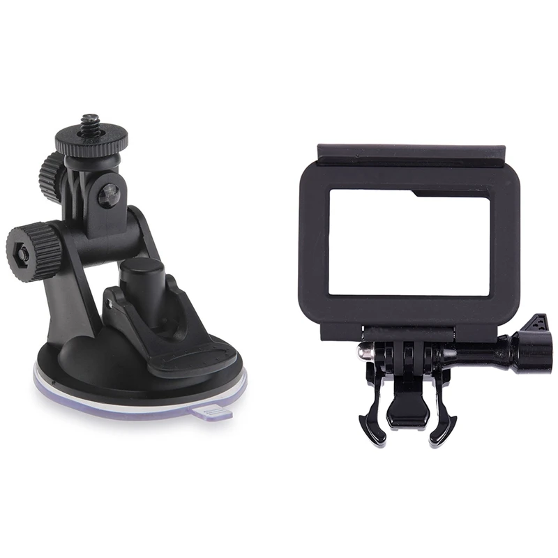 

1Pcs Suction Fixing Holder Car Mount & 1Pcs Plastic Protective Standard Border Frame Case For Gopro Hero 5