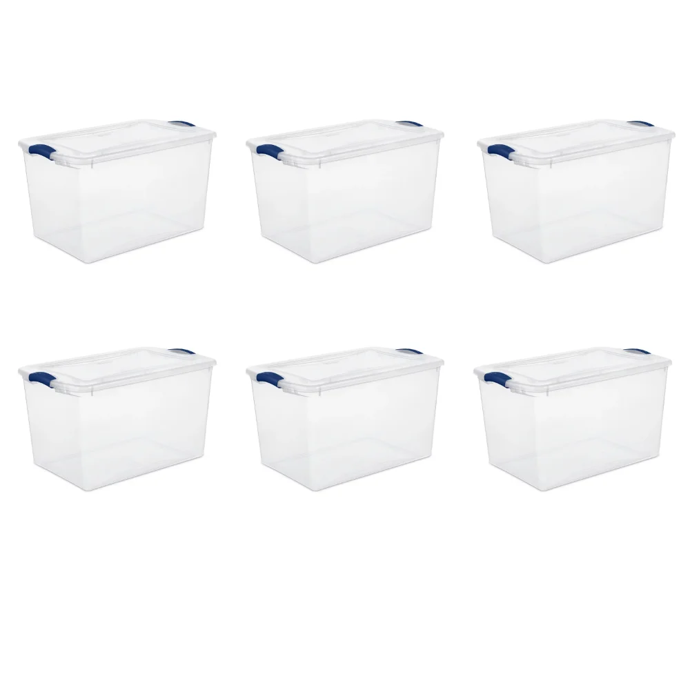 

66 Qt. Latch Box Plastic, Stadium Blue, Set of 6 Refrigerator Organizer Storage Organizer Organizadores De Escritorio