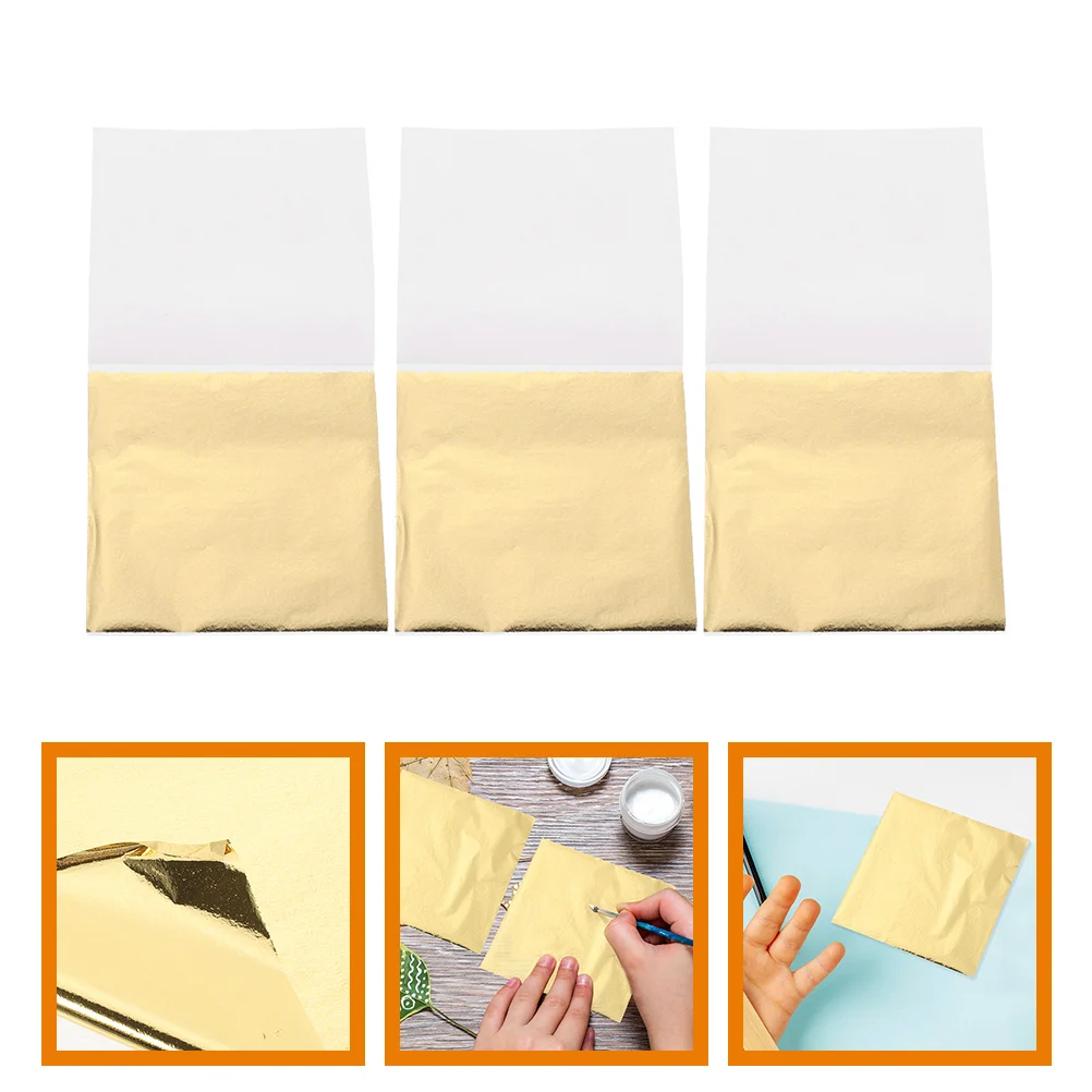 

200 Sheets Imitation Gold Foil Paper Metallic Flakes Furnishings Manicures Supplies DIY Decoration Gilding Craft