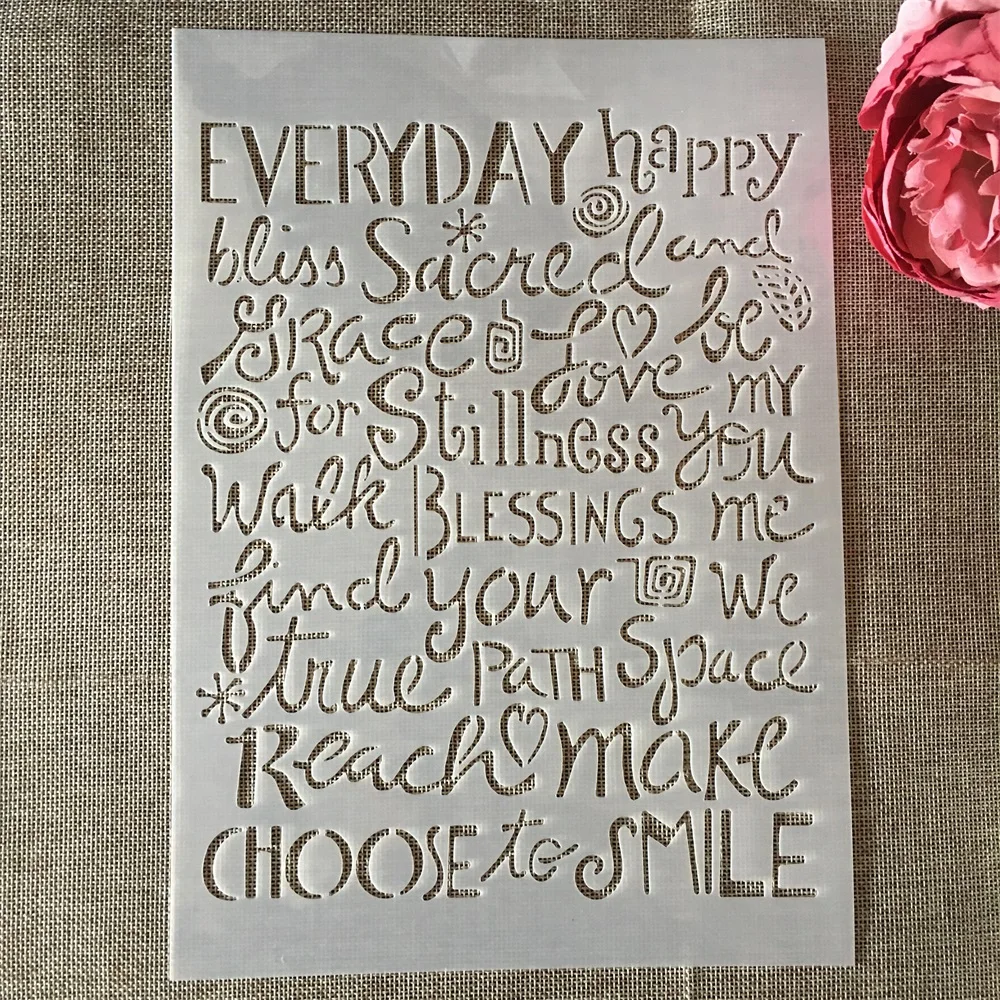 

A4 29cm Everyday Words DIY Layering Stencils Wall Painting Scrapbook Coloring Embossing Album Decorative Template