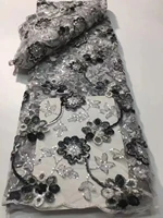 latest grey african lace fabric with sequins 2022 high quality nigerian dubai style lace fabric french mesh lace fabric