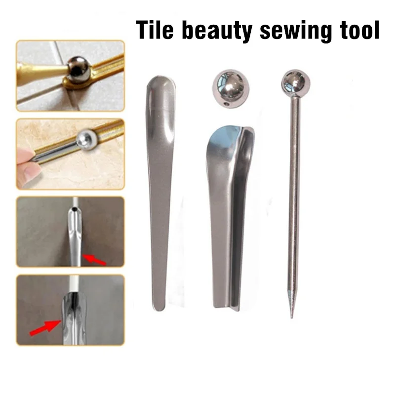 

4pc Ceramic Tile Beauty Seam Tool Set Pressed Ball Stick Clear Seams Cone Corner Angle Scraper Wall Gap Floor Tile Grout Repair