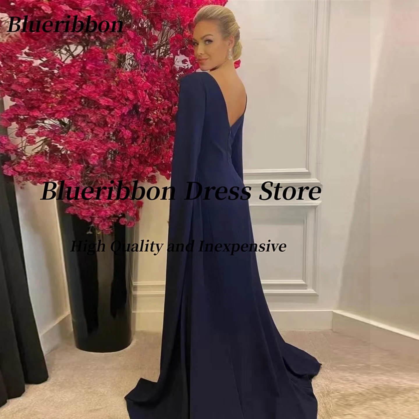 Blueribbon на заказ вечерние платья с поясом из бисера и длинными рукавами для