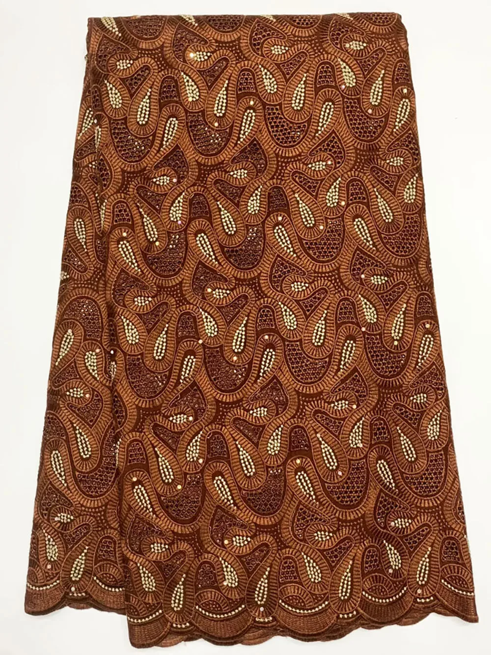 Высококачественная 100% кожа хлопок 2025 г. вышитая тяжелая африканская кружевная