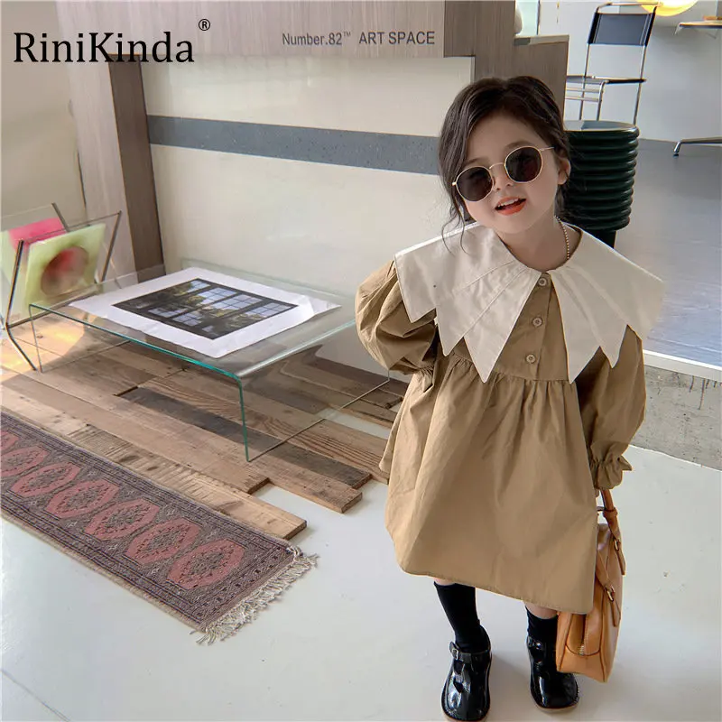 

RiniKinda Children Skirts Children's Girls Dresses 2022 Autumn Baby Girl Retro Style Princess Skirt Doll Skirt Children Clothes
