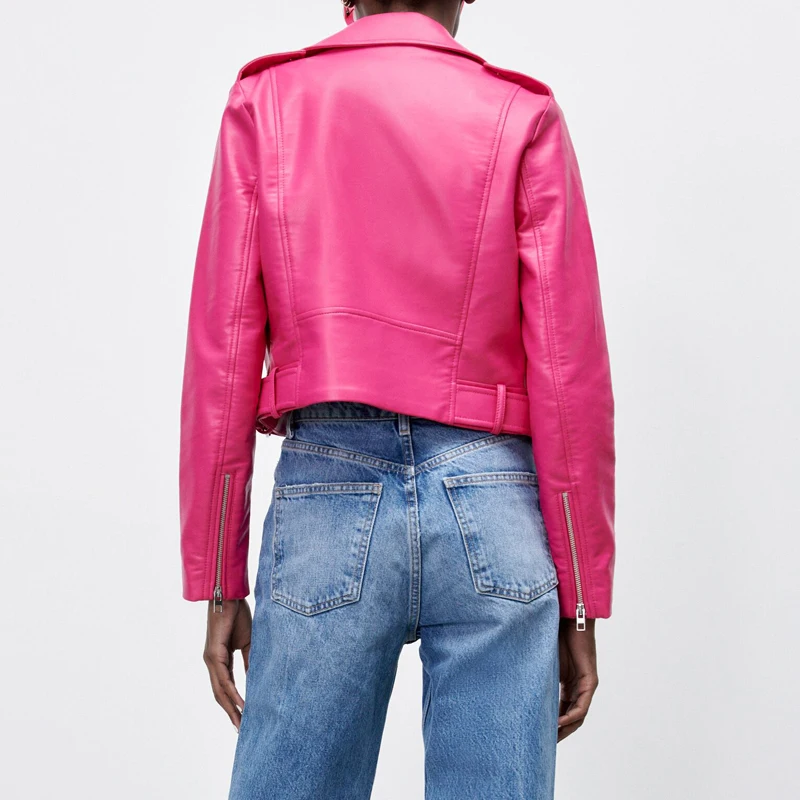 Turquois Women's spring fall leather jacket Korean style Short Zipper motorcycle jacket PU coat Female Clothing 2022 INKEO 2O101