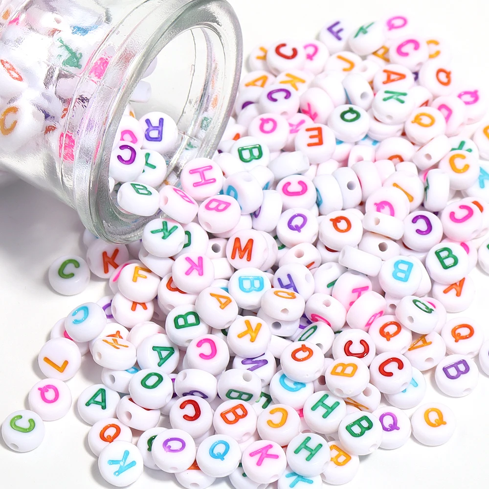 

100pcs/Lot 7mm 26 Letters Colourful Letter Beads Alphabet Letter Charms Shape Beads for Jewelry Making Diy Handmade Bracelet