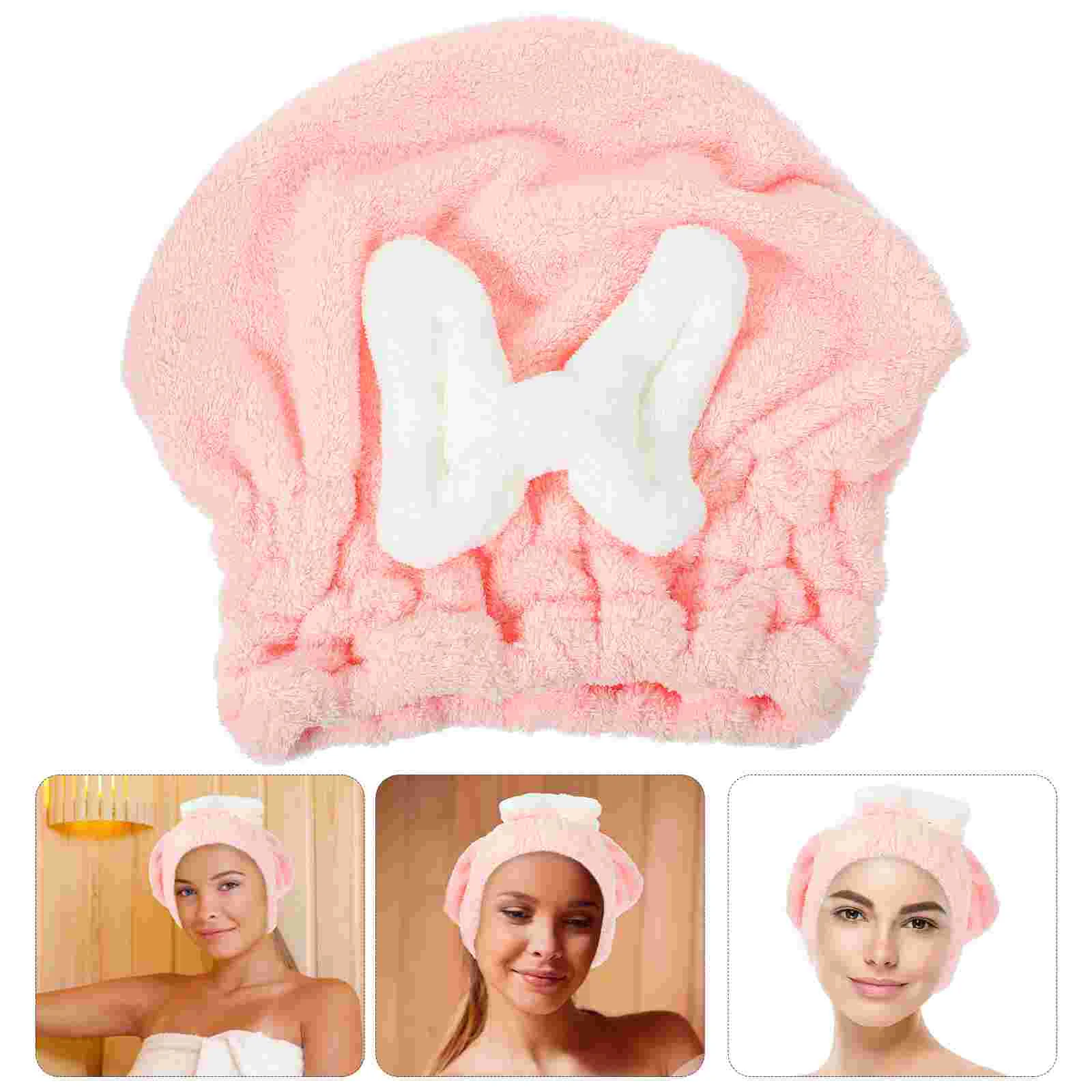 

Water Absorbent Quick Hair Drying Cap Super Absorbent Hair Dry Wrap with Button Bowknot Soft Bath Shower Cap Lady Turban Head