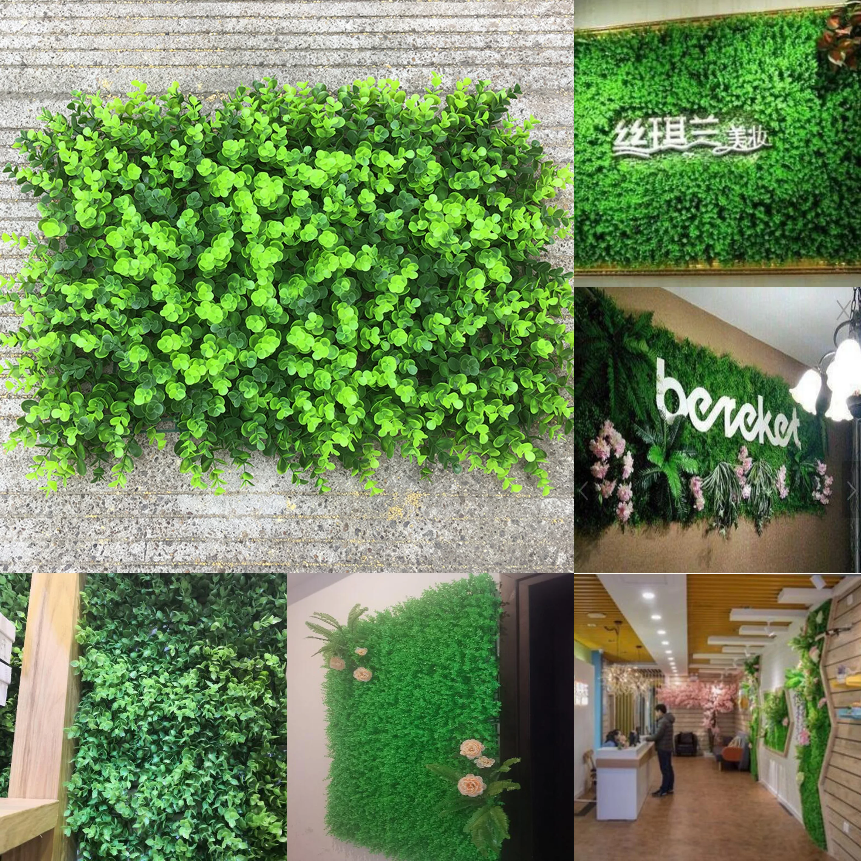 

Artificial Plant Wall Panels 24"x16" Greenery Grass Wall Backdrop Faux Ivy Leaves Outdoor Privacy Fence Home Decorations