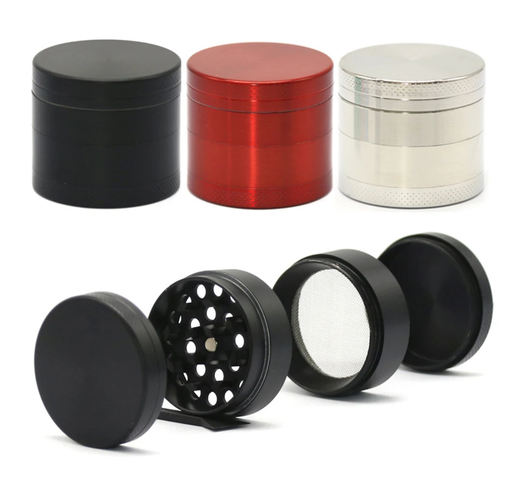 

Herb Grinder with 4 Parts 40mm Mini Zinc Alloy Mill Handle Herb Tobacco Flat Pattern Weed Grinder for Smoking Tools