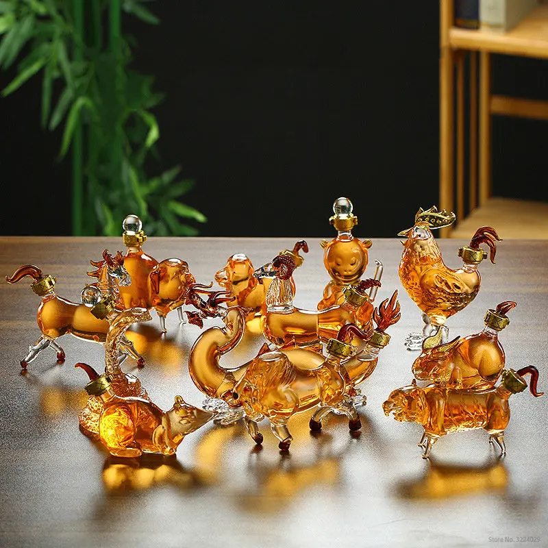 For Barware Chinese Lead-free Glass Zodiac Decanter Whiskey Liquor Design Scotch Wine Bottle Bourbon Shaped