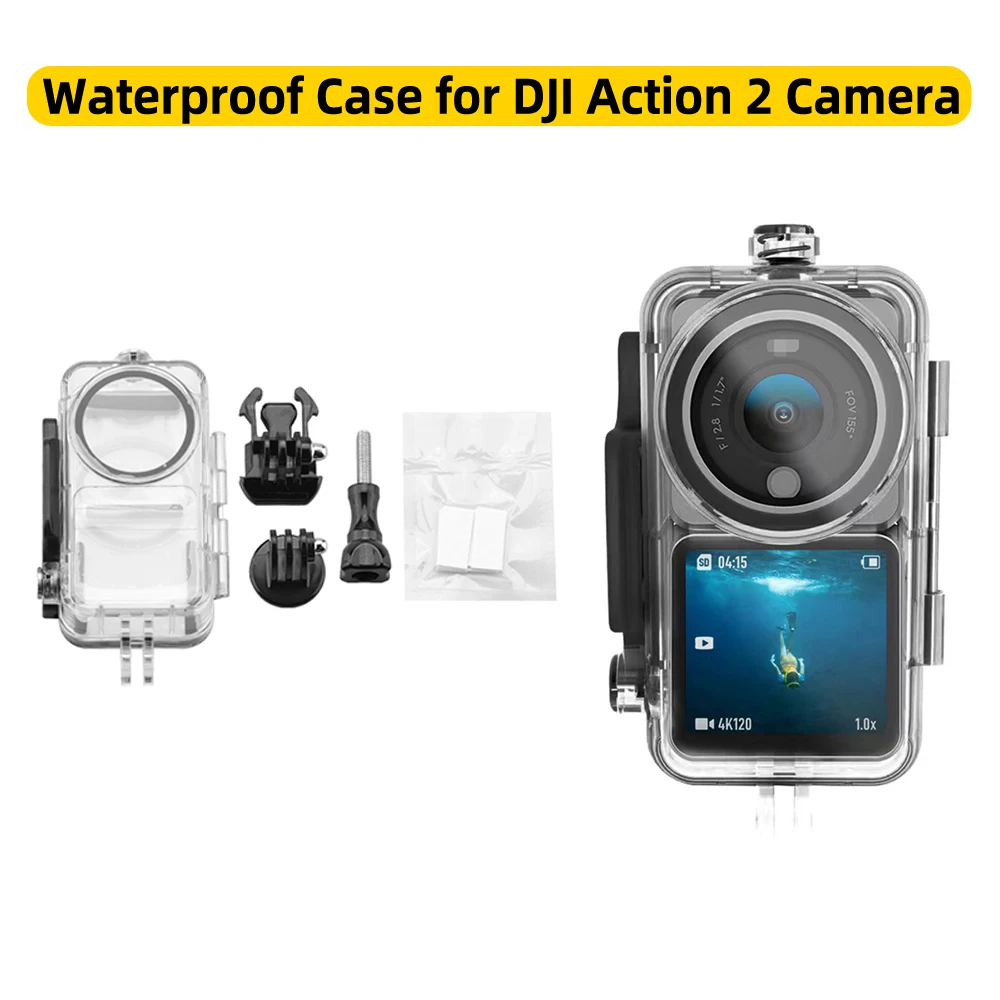 Waterproof  Case for DJI Action 2 Camera Protective Mount Shell Cover With Filter for DJI Action 2 Camera Accessories