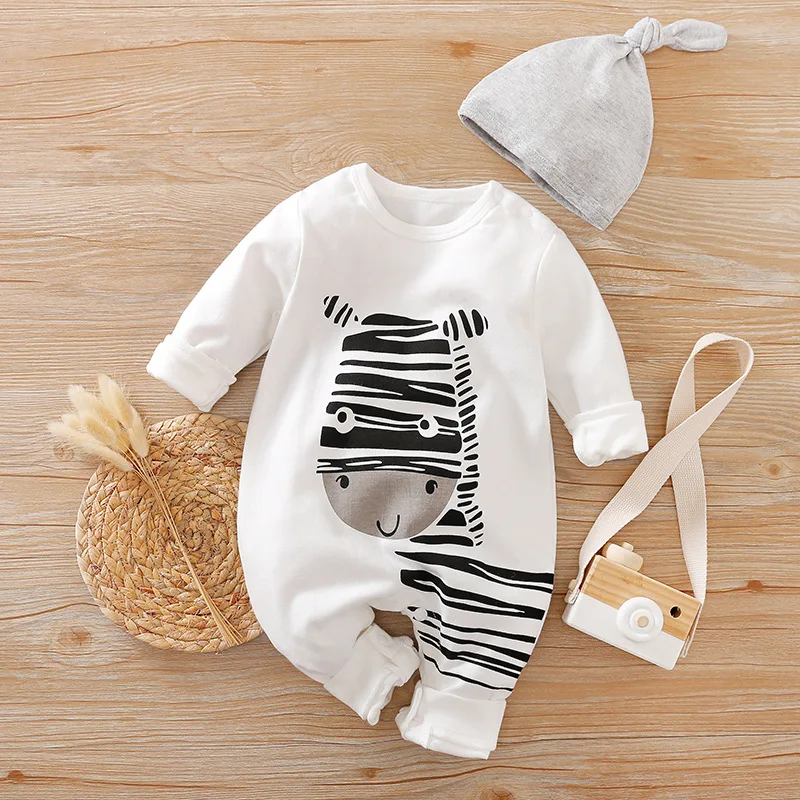 

Baby Boy Clothes Overalls Zebra Print Onesie New Born Twins Pyjama Babygrow Cotton Costume Outfit Newborn 0 3 6 9 12 18 Months
