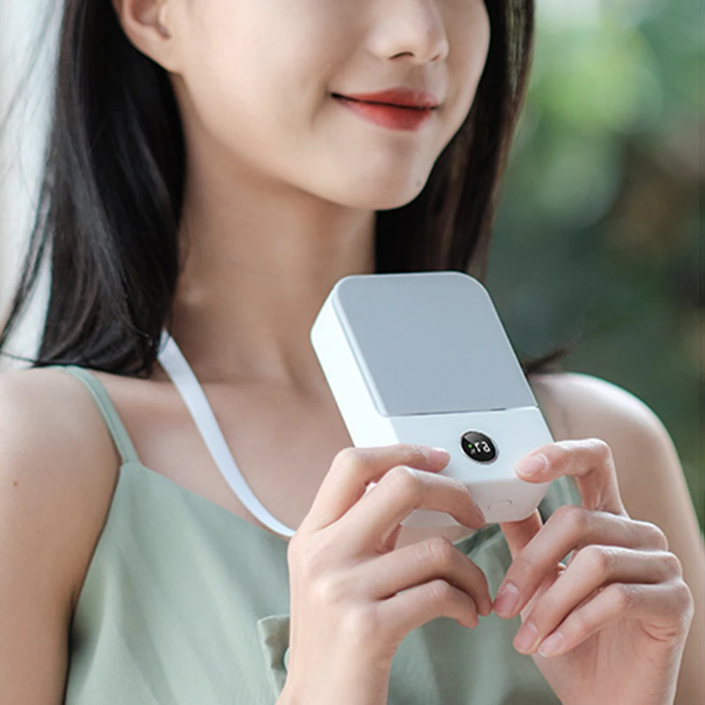 

Portable Mini Neck Fan USB Rechargeable Digital Display Hanging Neck Fans Outdoor Home Office Air Cooling Wearable Neckband Fans