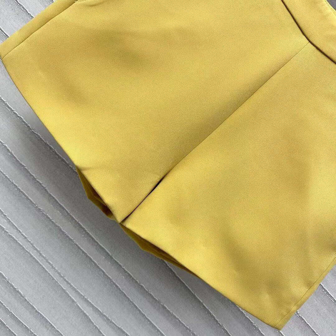 Женские повседневные шорты с высокой талией элегантные милые желтого цвета для