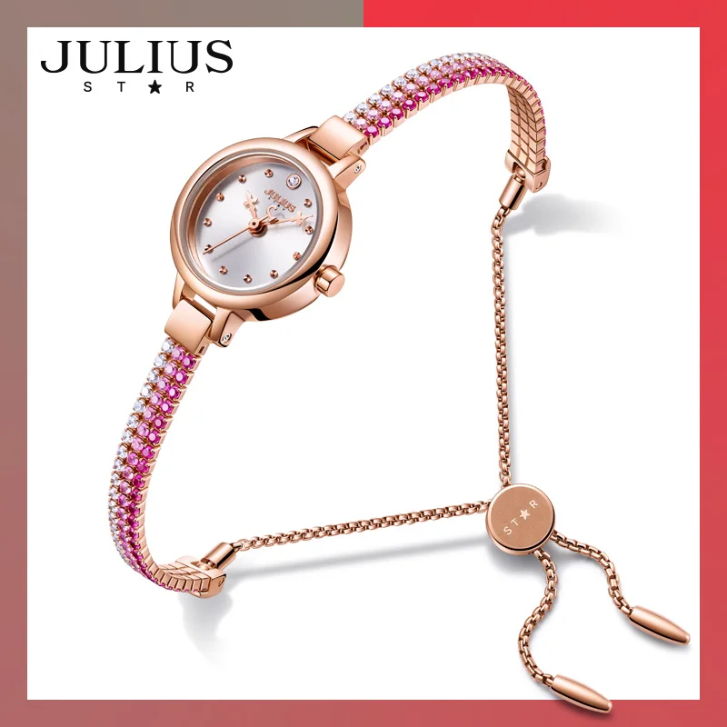 Julius watch Women's Top Quality Brass Superb Bracelet Clock Full Colorful Diamond Dress Wach 30M Wtaerproof Gift Watch For Lady